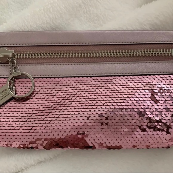 Coach Pink Poppy Sequin Clutch - Picture 1 of 10